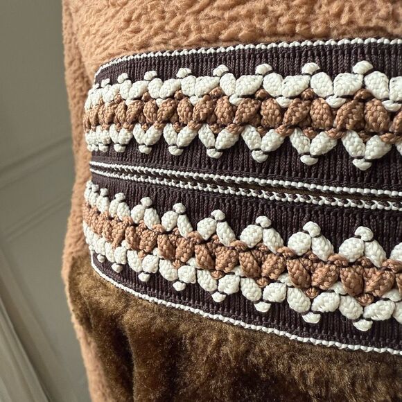UGG Marlene Heritage Braid High Pile Fleece Jacket Chestnut Heritage Brown $198 - Picture 4 of 9